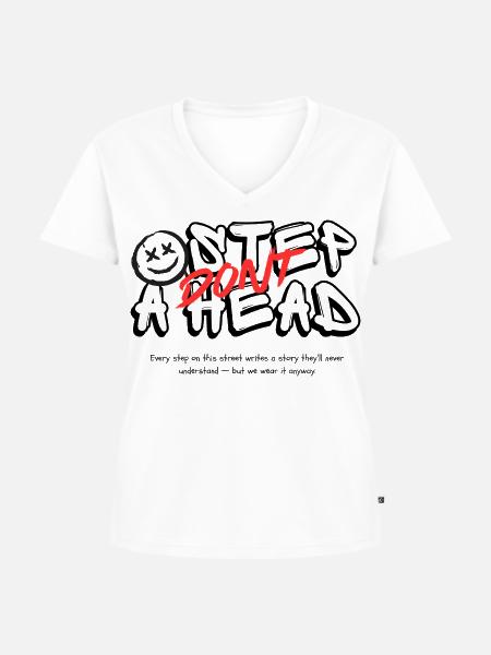 Dont Streichschrift Logo mit - Frauen Premium Bio T-Shirt mit V-Ausschnitt - Weiß