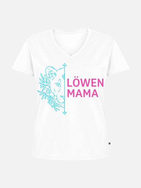 Löwenmama Stolze Löwin Blumen - Frauen Premium Bio T-Shirt mit V-Ausschnitt - Weiß