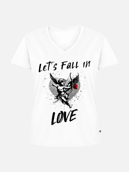 Lets fall in Love - Frauen Premium Bio T-Shirt mit V-Ausschnitt - Weiß
