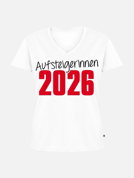 Aufsteigerinnen 2026 Aufstieg - Frauen Premium Bio T-Shirt mit V-Ausschnitt - Weiß