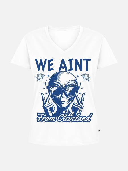 Lustiges Alien-T-Shirt - Frauen Premium Bio T-Shirt mit V-Ausschnitt - Weiß