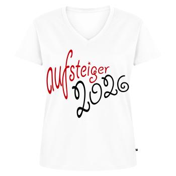 Promu Promotion 2026 - T-shirt encolure en V Premium bio Femme - blanc - Devant - AI Model Female 172 dark (172cm)