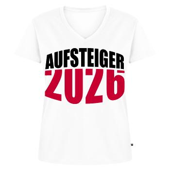Promu Promotion 2026 - T-shirt encolure en V Premium bio Femme - blanc - Devant - AI Model Female 172 dark (172cm)