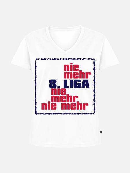Nie mehr 8. Liga - Frauen Premium Bio T-Shirt mit V-Ausschnitt - Weiß