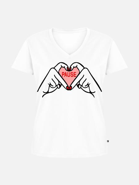 Pause machen - Frauen Premium Bio T-Shirt mit V-Ausschnitt - Weiß