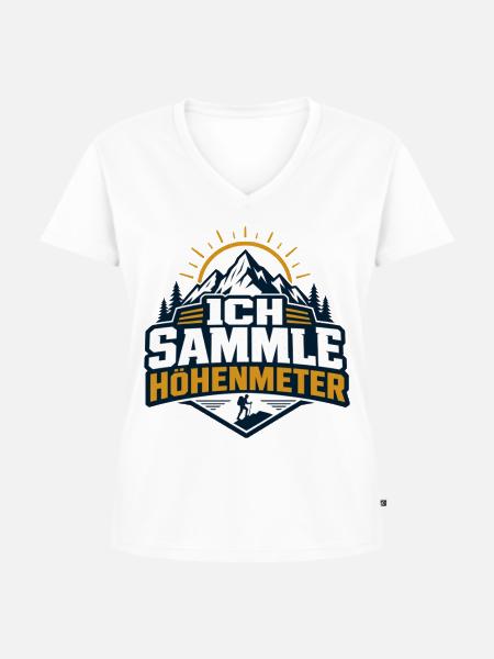 Ich sammle Höhenmeter Wandern Berge - Frauen Premium Bio T-Shirt mit V-Ausschnitt - Weiß