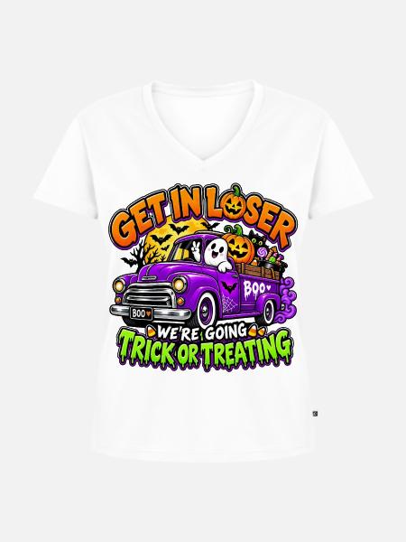 Halloween-Fahrt - Frauen Premium Bio T-Shirt mit V-Ausschnitt - Weiß