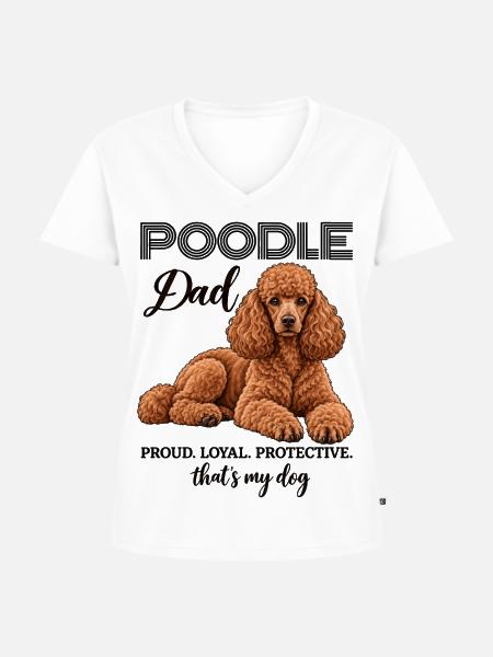 Poodle Dad Pudel Papa Hundebesitzer - Frauen Premium Bio T-Shirt mit V-Ausschnitt - Weiß