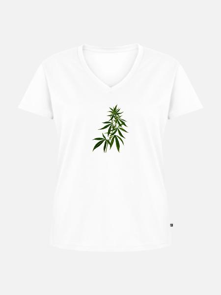 Hanf - Frauen Premium Bio T-Shirt mit V-Ausschnitt - Weiß