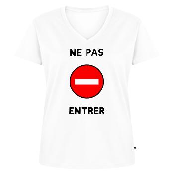 PANNEAU. NE PAS ENTRER. DANGER. HUMOUR. DRÔLE - T-shirt encolure en V Premium bio Femme - blanc - Devant - AI Model Female 172 dark (172cm)