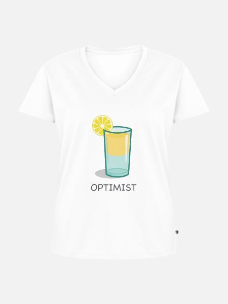 Optimist - Frauen Premium Bio T-Shirt mit V-Ausschnitt - Weiß