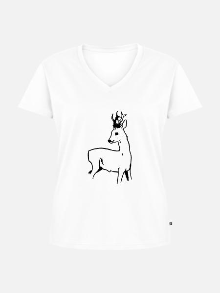 Rehbock - Frauen Premium Bio T-Shirt mit V-Ausschnitt - Weiß