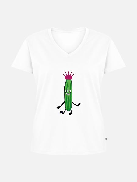 gurken,prinzessin,gurken,gurke,salatgurke,krone - Frauen Premium Bio T-Shirt mit V-Ausschnitt - Weiß
