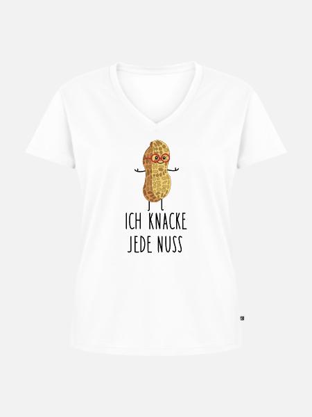 Intelligente Erdnuss - Frauen Premium Bio T-Shirt mit V-Ausschnitt - Weiß