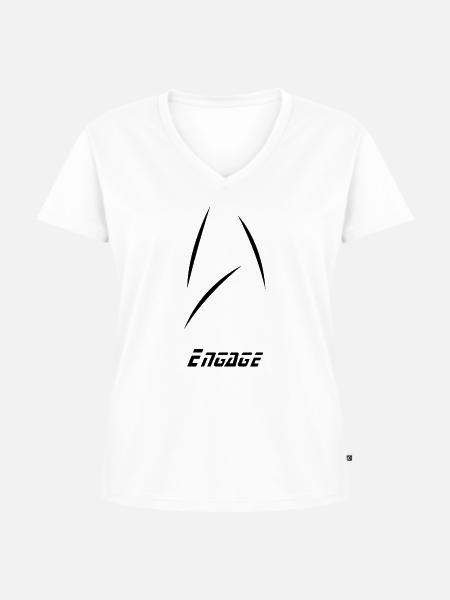 Stern engagieren minimal - Frauen Premium Bio T-Shirt mit V-Ausschnitt - Weiß