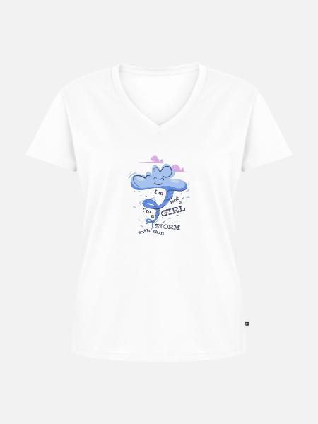 Mädchen Sturm - frech selbstbewusst Spruch - Frauen Premium Bio T-Shirt mit V-Ausschnitt - Weiß