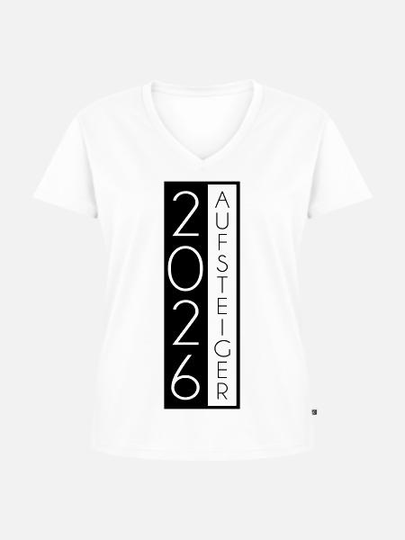 Aufsteiger 2026 Aufstieg - Frauen Premium Bio T-Shirt mit V-Ausschnitt - Weiß