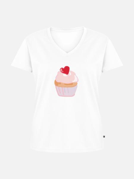 Cupcake - Frauen Premium Bio T-Shirt mit V-Ausschnitt - Weiß