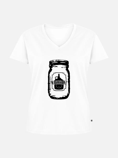 Moonshine Glas Jar - Frauen Premium Bio T-Shirt mit V-Ausschnitt - Weiß