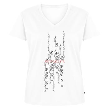 Antifascista Typo Collage rot/schwarz - Frauen Premium Bio T-Shirt mit V-Ausschnitt - Weiß - Vorne - AI Model Female 172 dark (172cm)