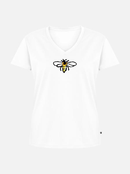Biene - Frauen Premium Bio T-Shirt mit V-Ausschnitt - Weiß