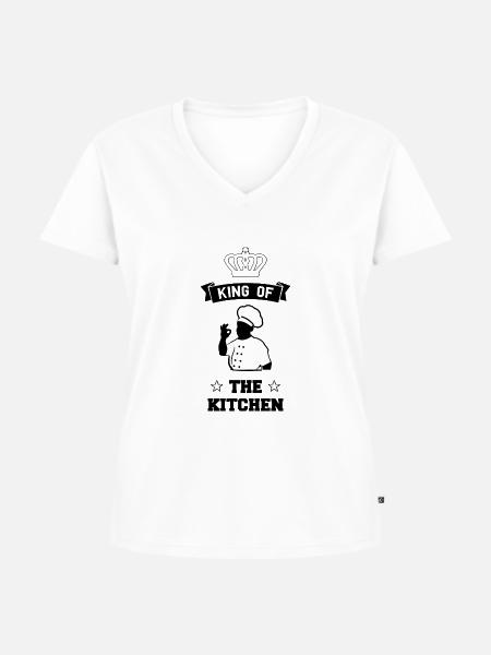 King of the Kitchen - Frauen Premium Bio T-Shirt mit V-Ausschnitt - Weiß