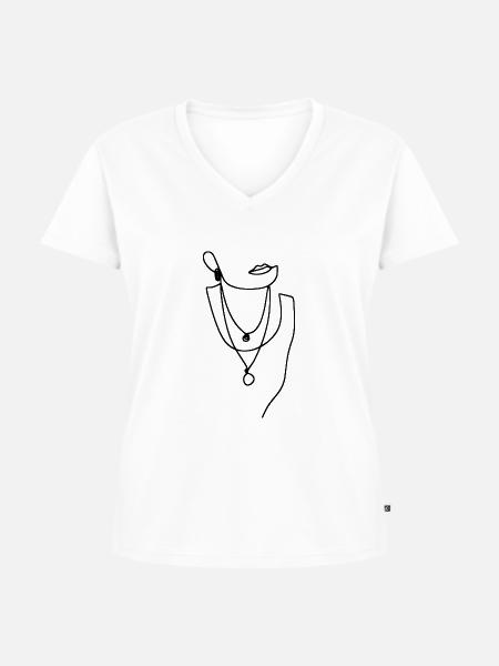Frauen Line Art - Frauen Premium Bio T-Shirt mit V-Ausschnitt - Weiß