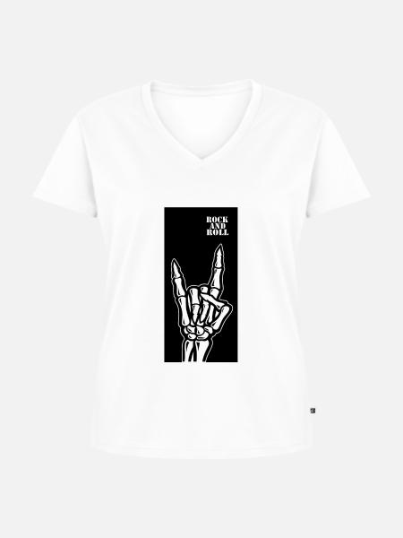 Rock 'n' Roll - Frauen Premium Bio T-Shirt mit V-Ausschnitt - Weiß