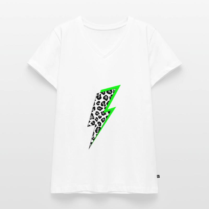 Lightning Leopard Pattern with Neon Shadow Women's Premium Organic V-neck T-shirt