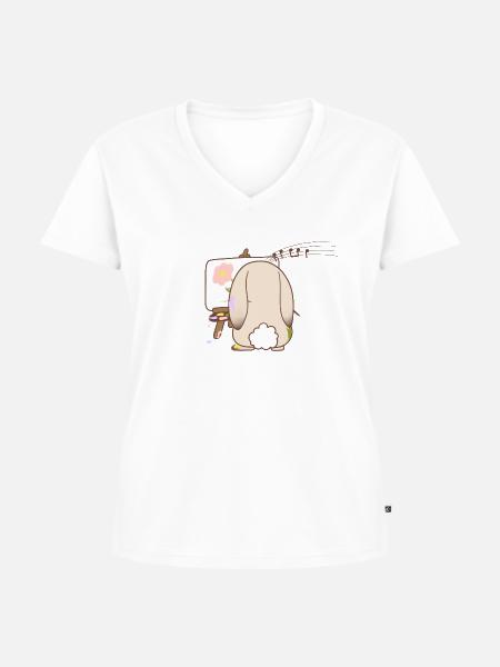 Entzückendes Hasengemälde - Frauen Premium Bio T-Shirt mit V-Ausschnitt - Weiß
