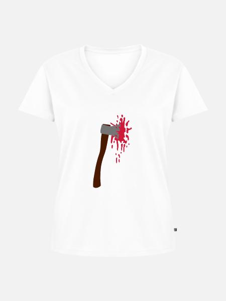Beil Blut - Frauen Premium Bio T-Shirt mit V-Ausschnitt - Weiß