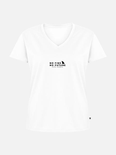No Fins No Future - Frauen Premium Bio T-Shirt mit V-Ausschnitt - Weiß