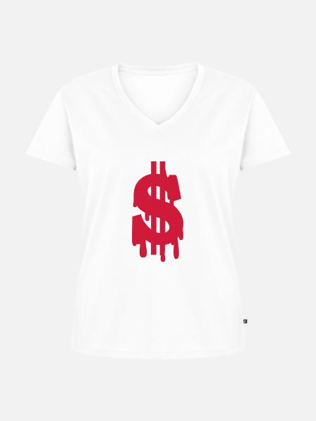 Dollar am Ende - Frauen Premium Bio T-Shirt mit V-Ausschnitt - Weiß