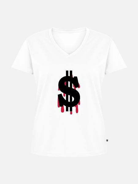 Dollar am Ende - Frauen Premium Bio T-Shirt mit V-Ausschnitt - Weiß