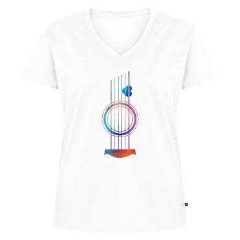 Gitarrenliebe | Akustische Gitarre - Frauen Premium Bio T-Shirt mit V-Ausschnitt - Weiß - Vorne - AI Model Female 172 dark (172cm)