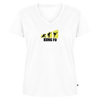 Kung fu fighters - Women's Premium Organic V-neck T-shirt - white - Front - AI Model Female 172 dark (172cm)