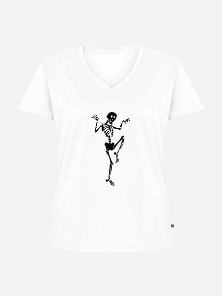 Skelett - Frauen Premium Bio T-Shirt mit V-Ausschnitt - Weiß