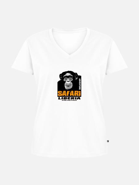 Liberia - Schimpanse - Frauen Premium Bio T-Shirt mit V-Ausschnitt - Weiß