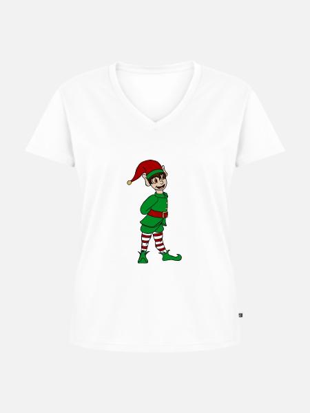 Weihnachtself - Frauen Premium Bio T-Shirt mit V-Ausschnitt - Weiß