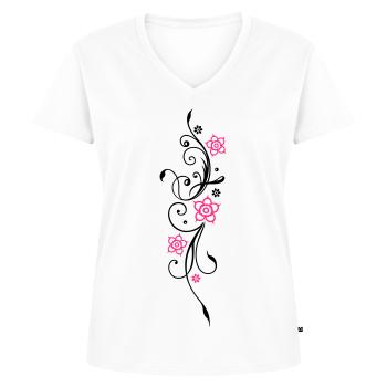Belle fleurs en filigrane. Élément floral. - T-shirt encolure en V Premium bio Femme - blanc - Devant - AI Model Female 172 dark (172cm)