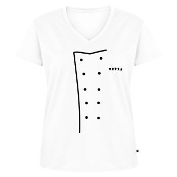 Chef de cuisine - T-shirt encolure en V Premium bio Femme - blanc - Devant - AI Model Female 172 dark (172cm)