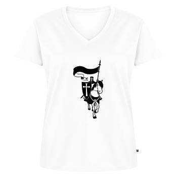 cavalier_templier - T-shirt encolure en V Premium bio Femme - blanc - Devant - AI Model Female 172 dark (172cm)