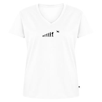Airplane Planespotter Evolution Photographer Gift - Women's Premium Organic V-neck T-shirt - white - Front - AI Model Female 172 dark (172cm)