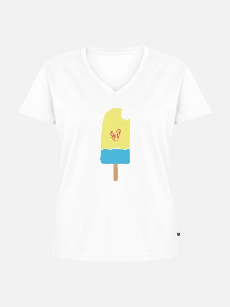 Eisherz - Frauen Premium Bio T-Shirt mit V-Ausschnitt - Weiß