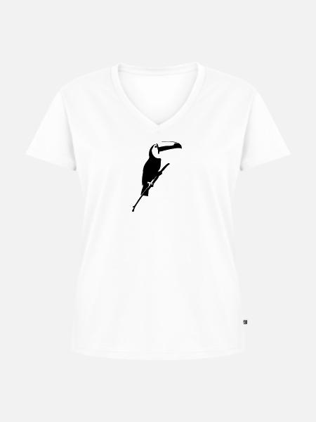 Toucan - Frauen Premium Bio T-Shirt mit V-Ausschnitt - Weiß