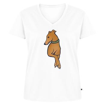 Minimalistischer Oranger Windhund - Frauen Premium Bio T-Shirt mit V-Ausschnitt - Weiß - Vorne - AI Model Female 172 dark (172cm)