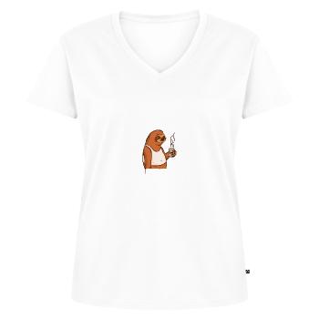 So da bin ich Humor Sarkasmus Fun lustiger Spruch - Frauen Premium Bio T-Shirt mit V-Ausschnitt - Weiß - Vorne - AI Model Female 172 dark (172cm)
