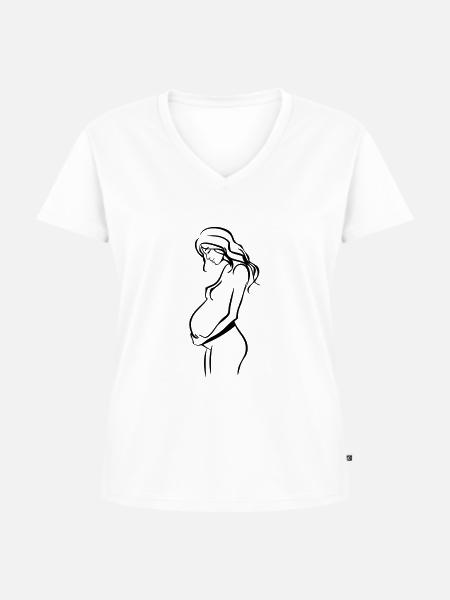 Schwanger freude - Frauen Premium Bio T-Shirt mit V-Ausschnitt - Weiß