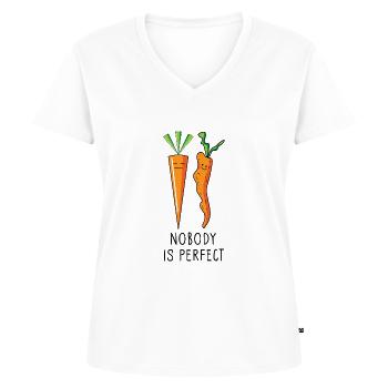 Keiner ist perfekt - Frauen Premium Bio T-Shirt mit V-Ausschnitt - Weiß - Vorne - AI Model Female 172 dark (172cm)