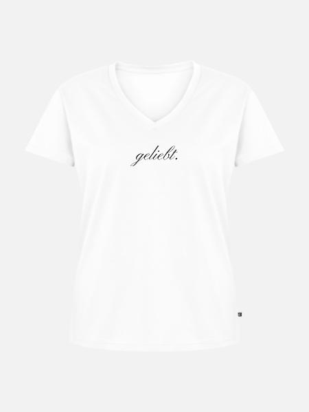 geliebt. - Frauen Premium Bio T-Shirt mit V-Ausschnitt - Weiß